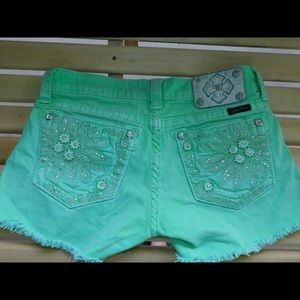 Neon Green Miss Me Frayed Shorts💚